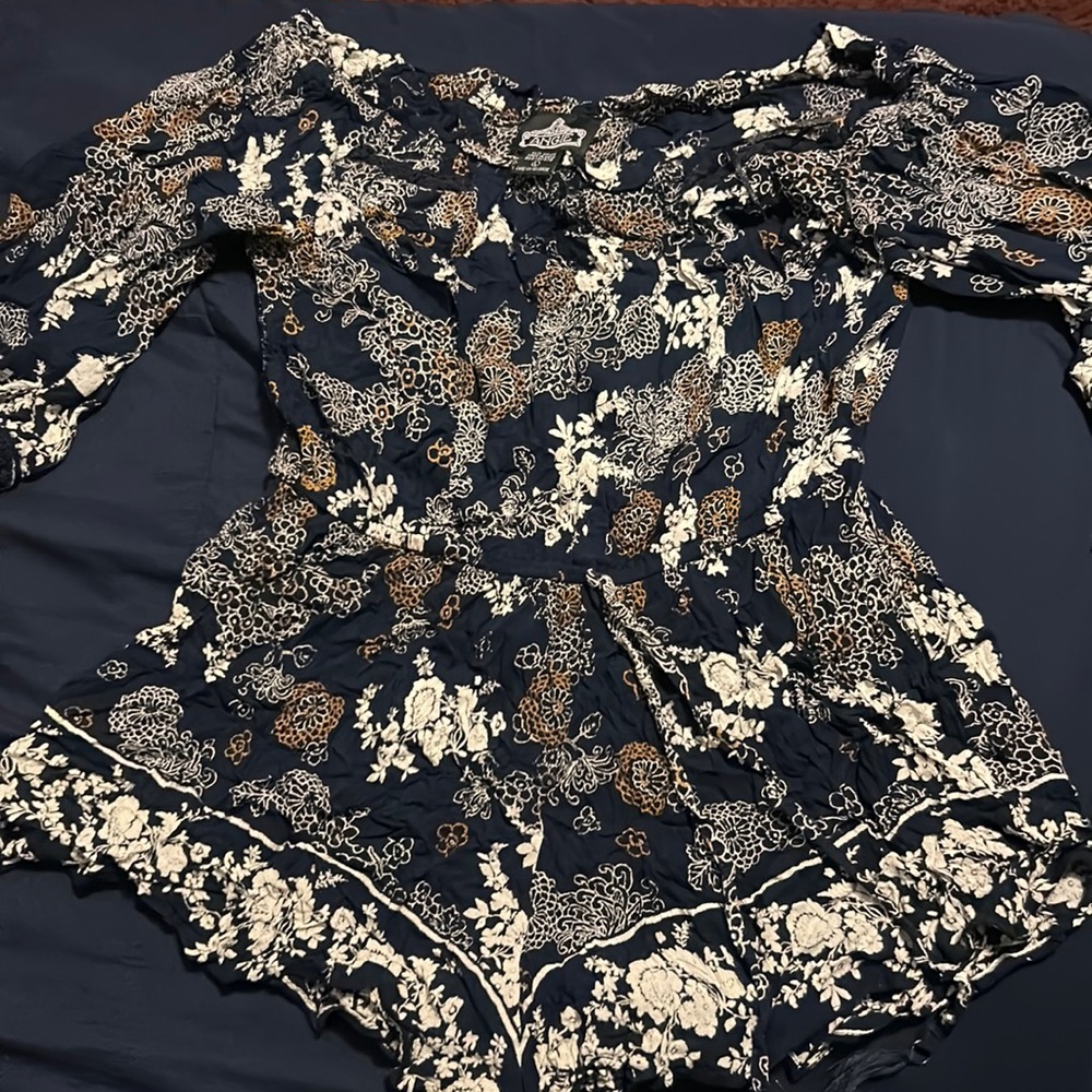 Blue romper, worn once, like new, Large fits like medium